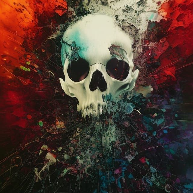 Colorful Skull in Holographic Style