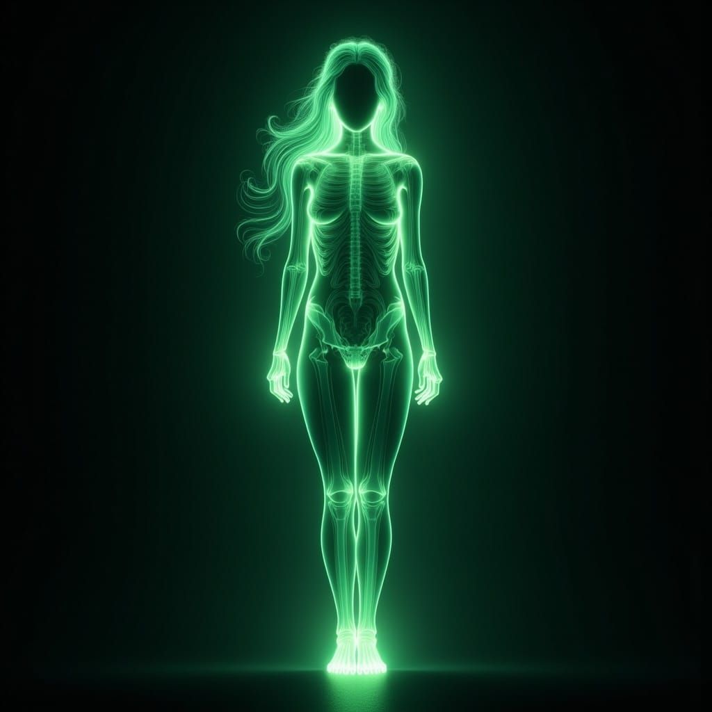 Glowing Woman in the Dark: X-Ray Art Avatar