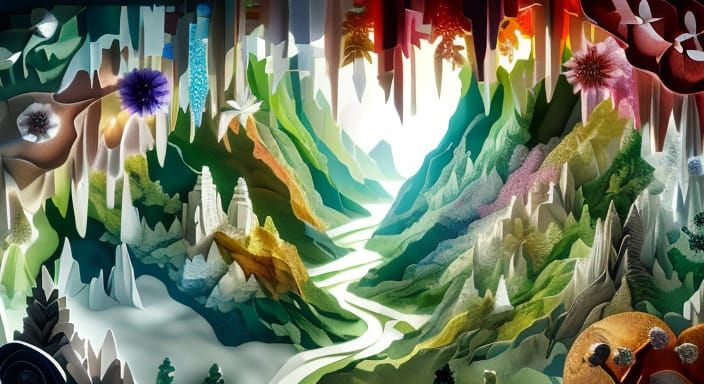 Dreamy Papier-Mâché Sculpture with Upside-Down Trees and Min...