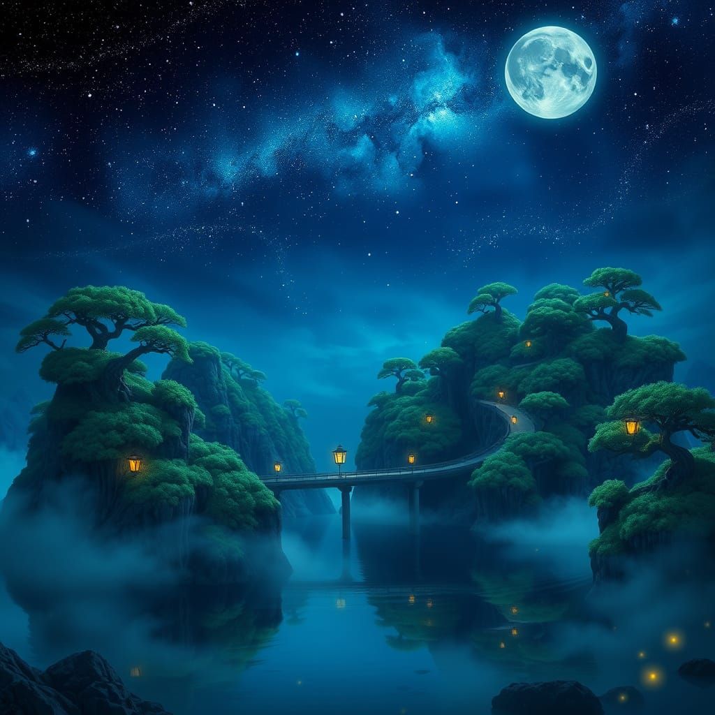 Enchanted Archipelago Under Starry Night Skies