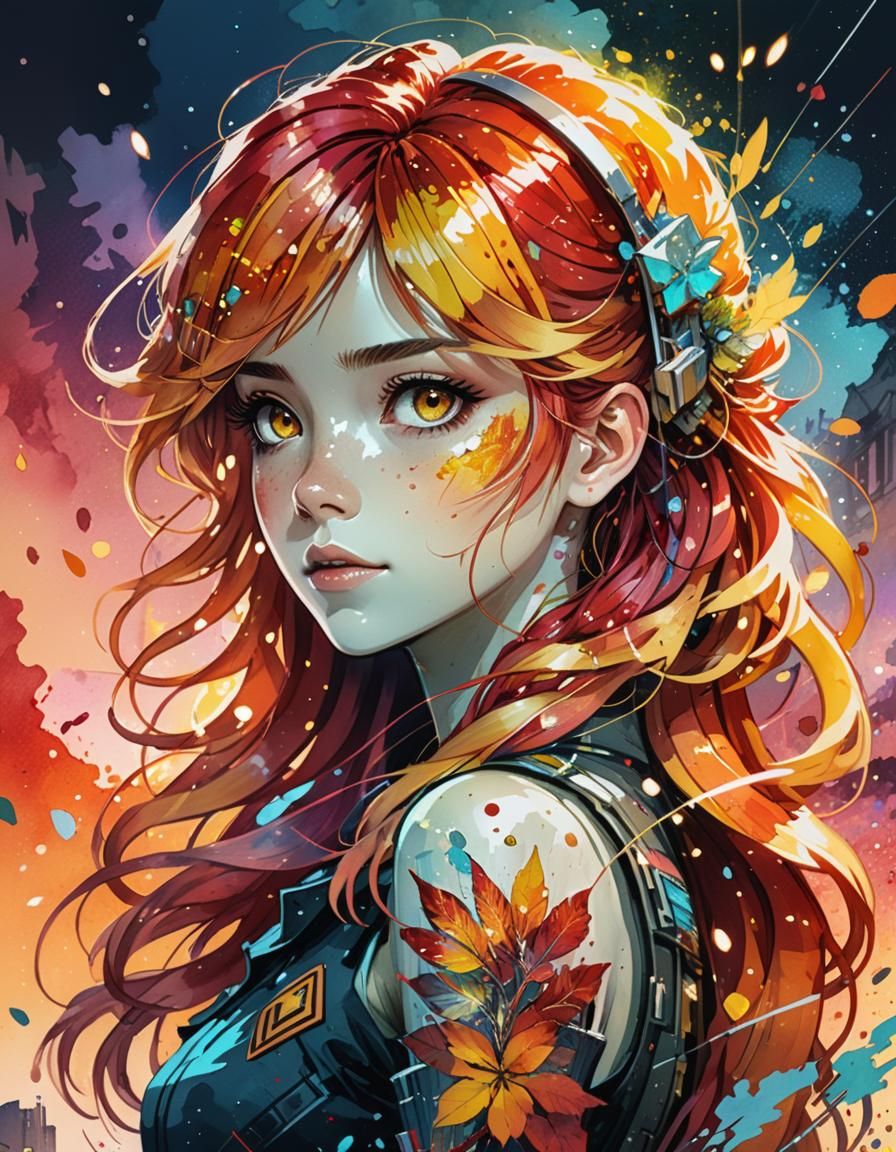 Sunset Shimmer Anime Landscape in Watercolor Style