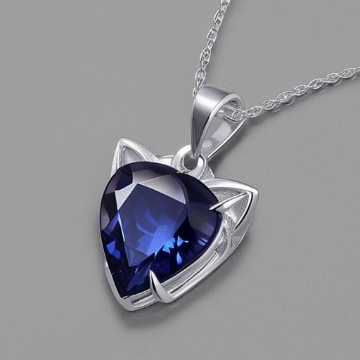 Cat-Shaped Sapphire Necklace: Digital Art Rendering