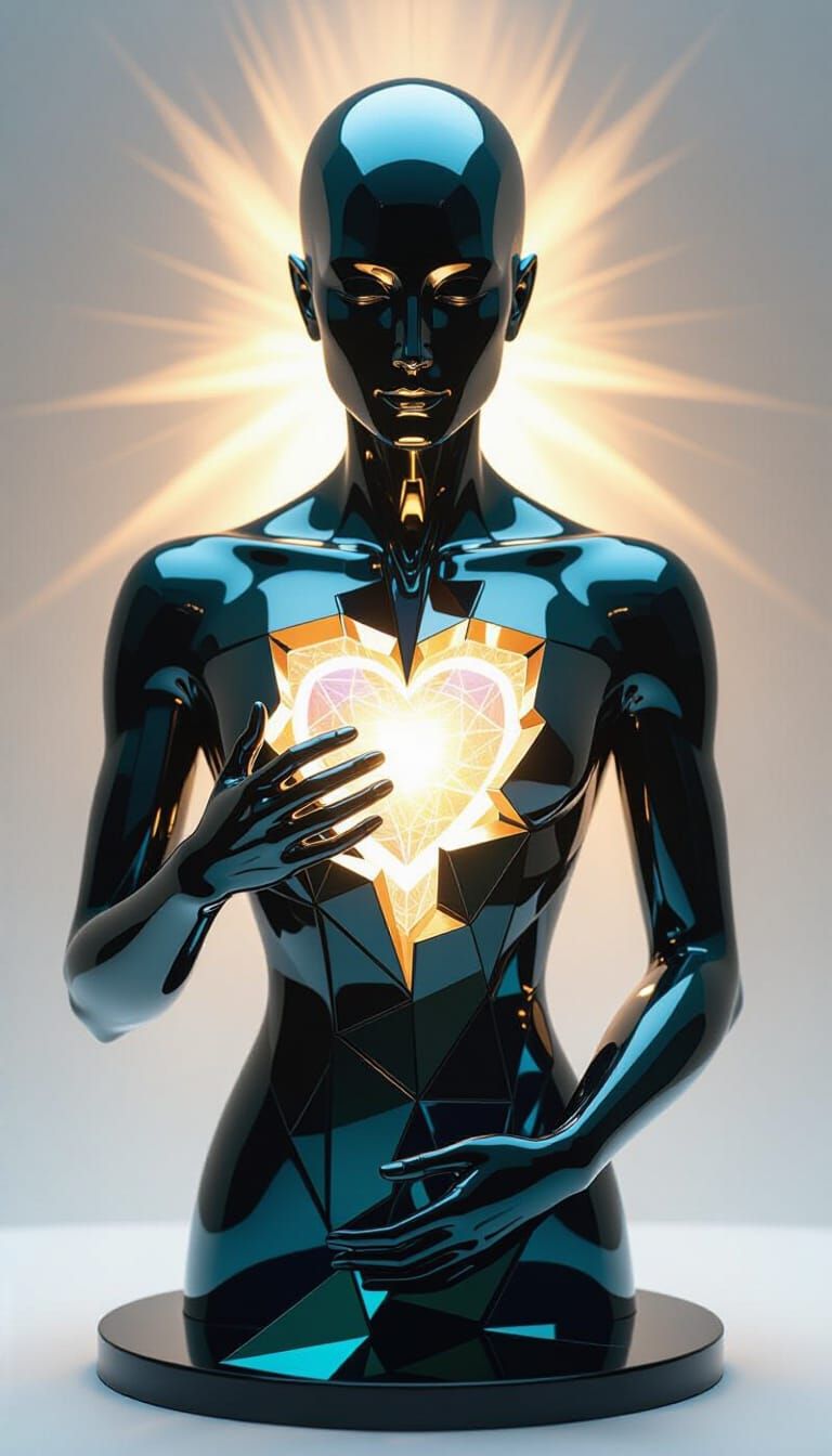 Futuristic Divine Sculpture of a Guardian Entity