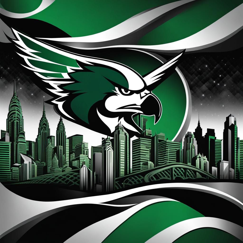 Eagles Logo with Philadelphia Skyline, Abstract Vector Art