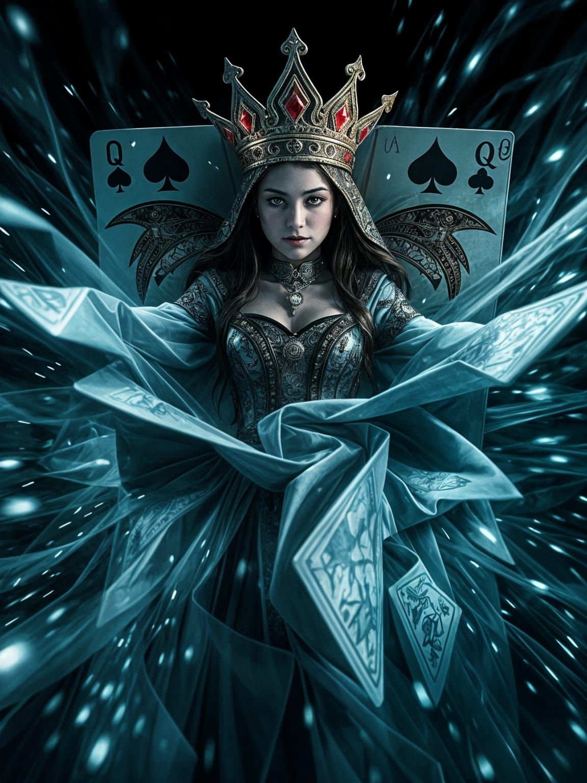 Queen of Clubs Emerges From Playing Card Pack, Eldritch Magi...