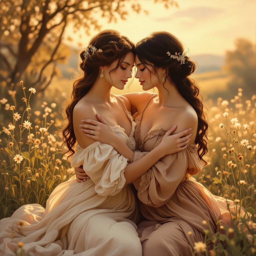 Romantic Embrace in Golden Light
