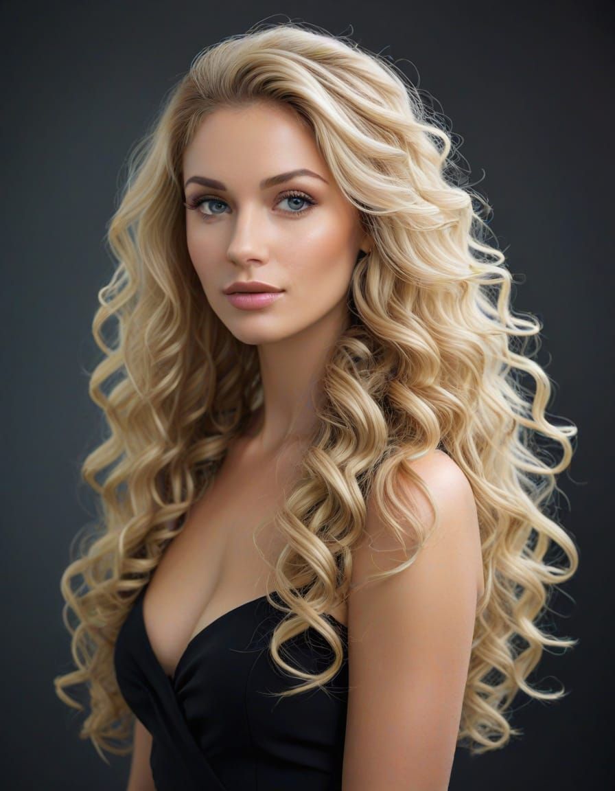 Lovely Blonde Woman with Long Curls