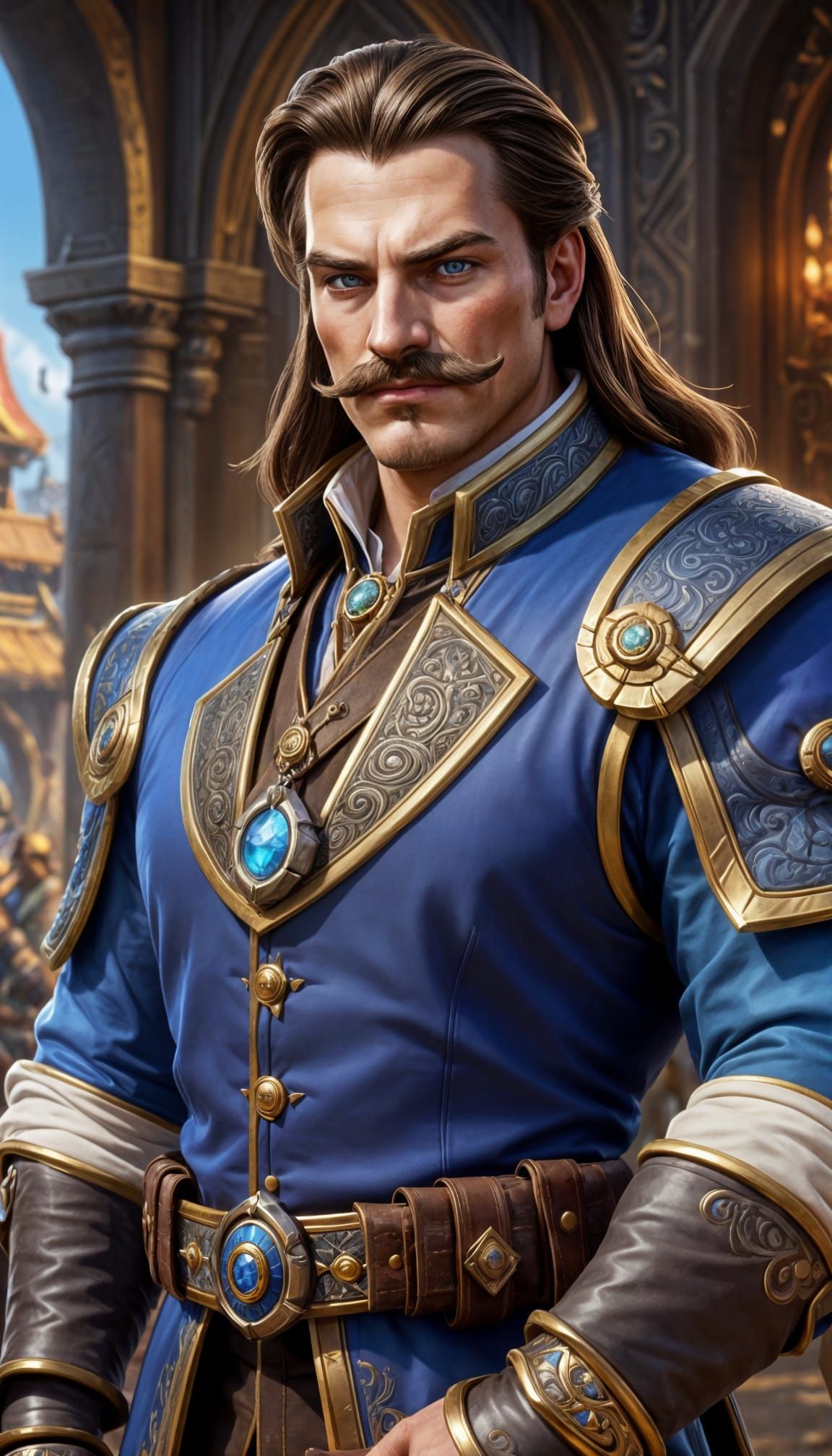 Young Governor in Warcraft Style, Hyperrealistic Detail
