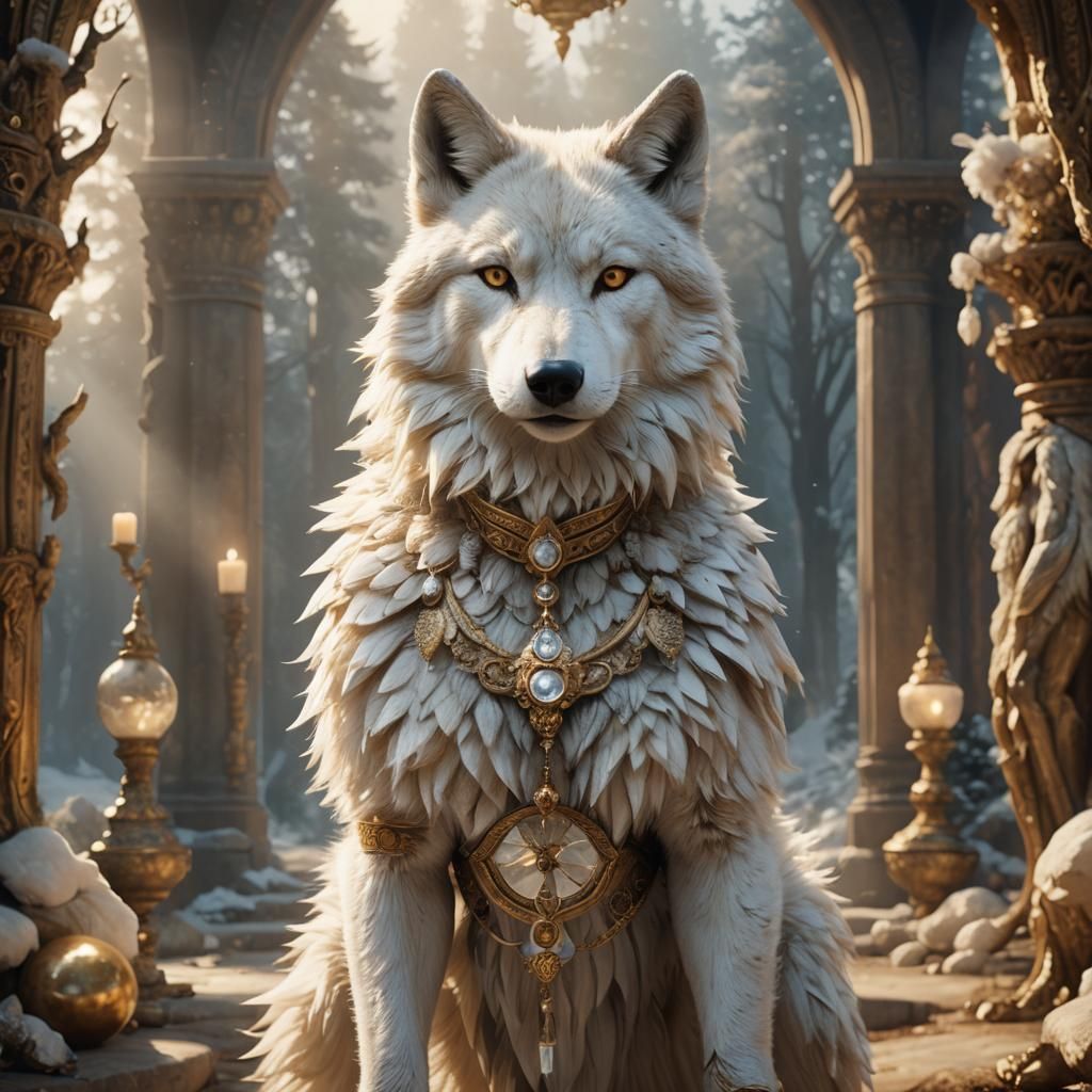 Anthropomorphic Wolf Female in Dreamy Digital Art