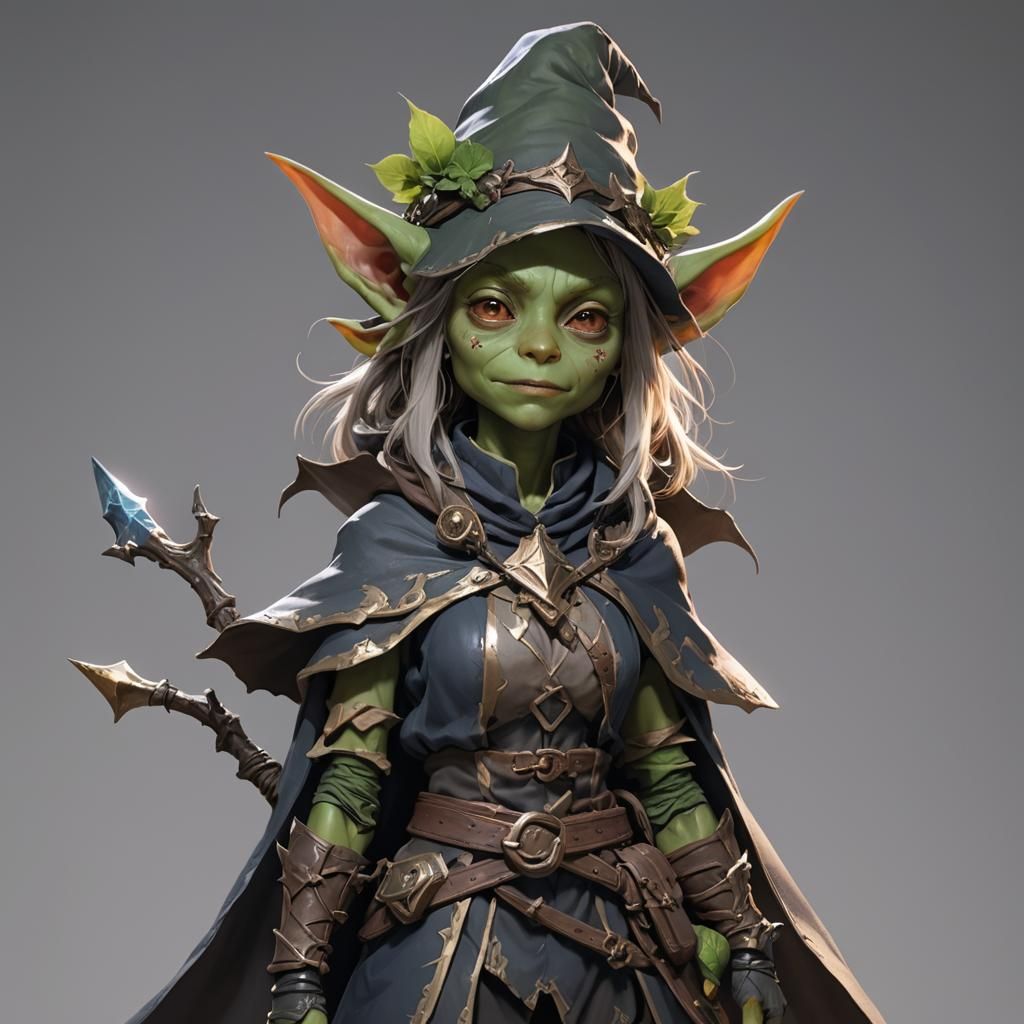 Kind Female Goblin Wizard in 3D Anime Art