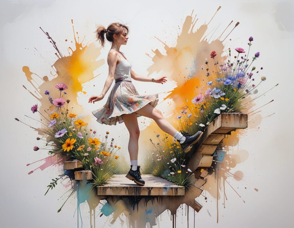 Punk Ballerina Leaps Through Wildflowers in Abandoned Skate ...
