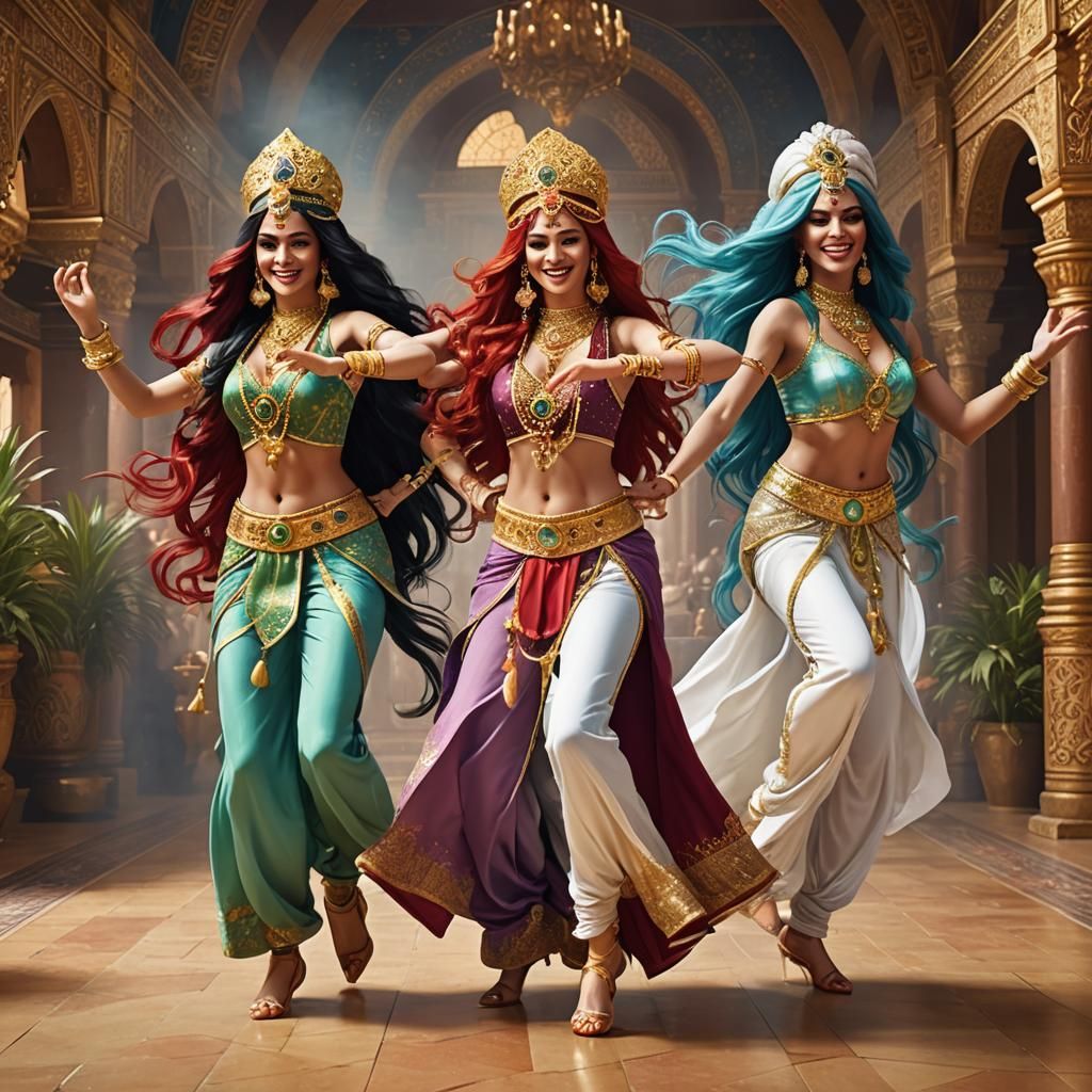 Dancing Genie Women in Golden Temple Hall