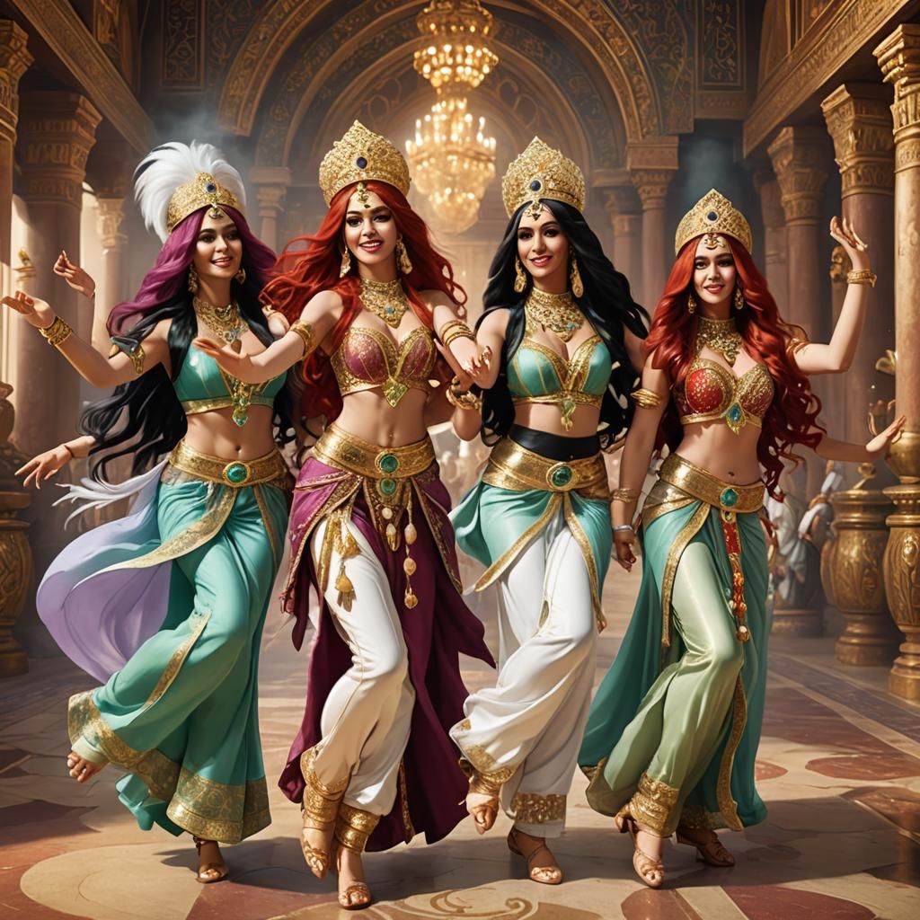 Dancing Genies in Golden Temple Oasis