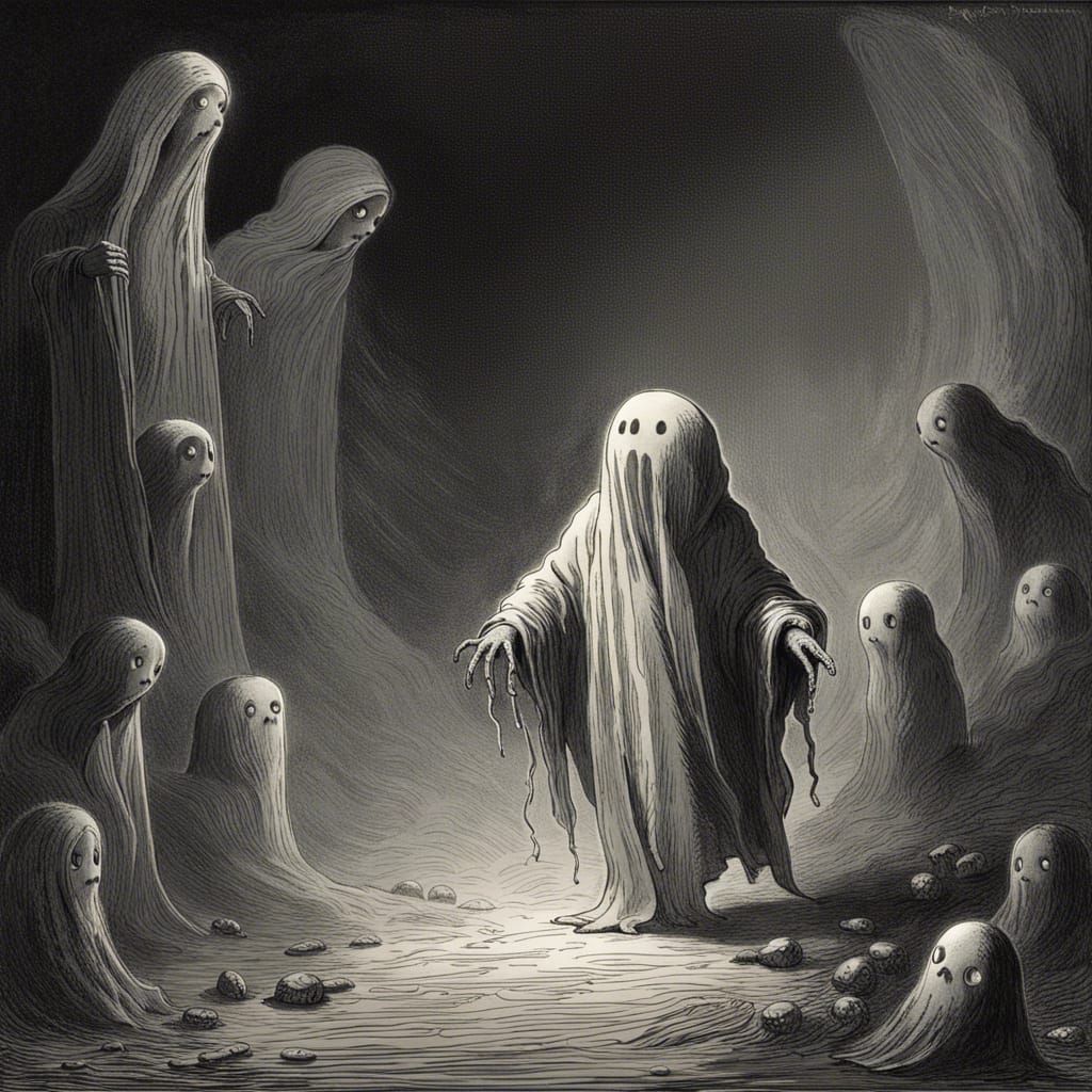 Adorable Ghost in Dark Fantasy Style