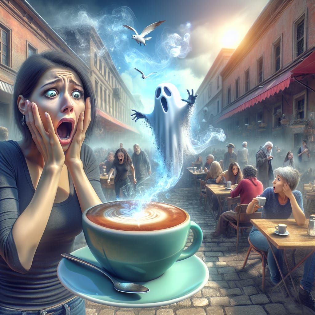 Terrified Woman Sees Ghost in Cappuccino