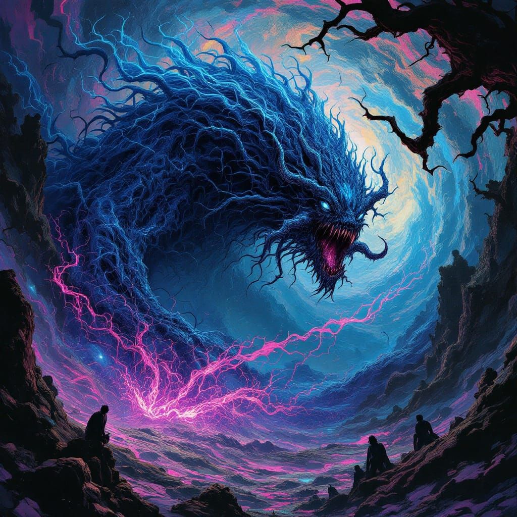 Ethereal Leviathan of the Warp in Cosmic Horror Style