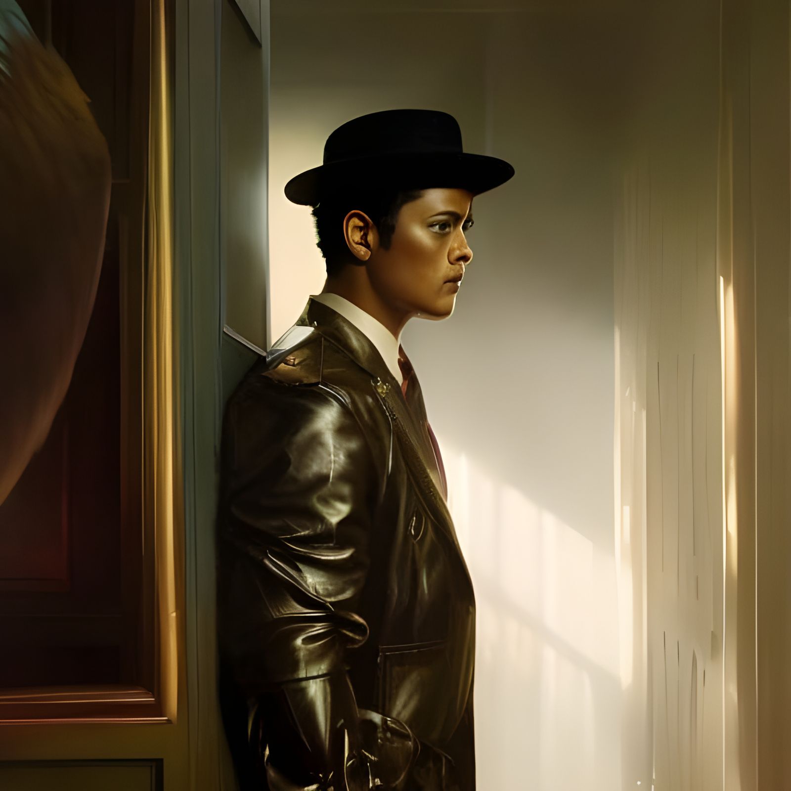 Man Hiding in Shadow, Classical Realism Style