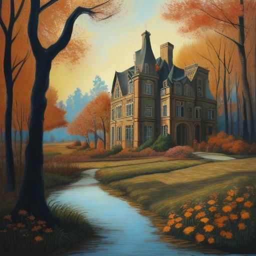 Expressionist Landscape Diorama with Impasto Brush Strokes