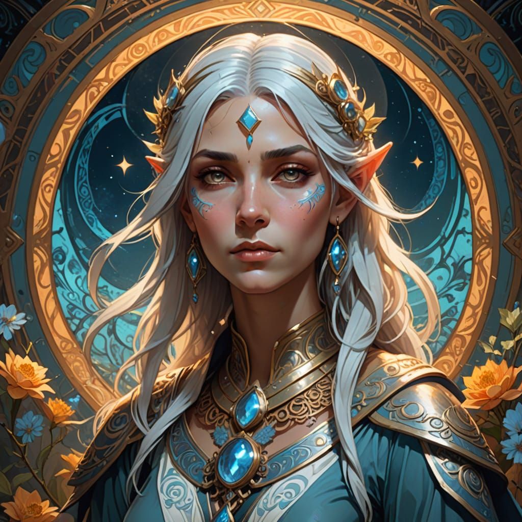 Ethereal Moon Elf Priestess in Soft Radiance