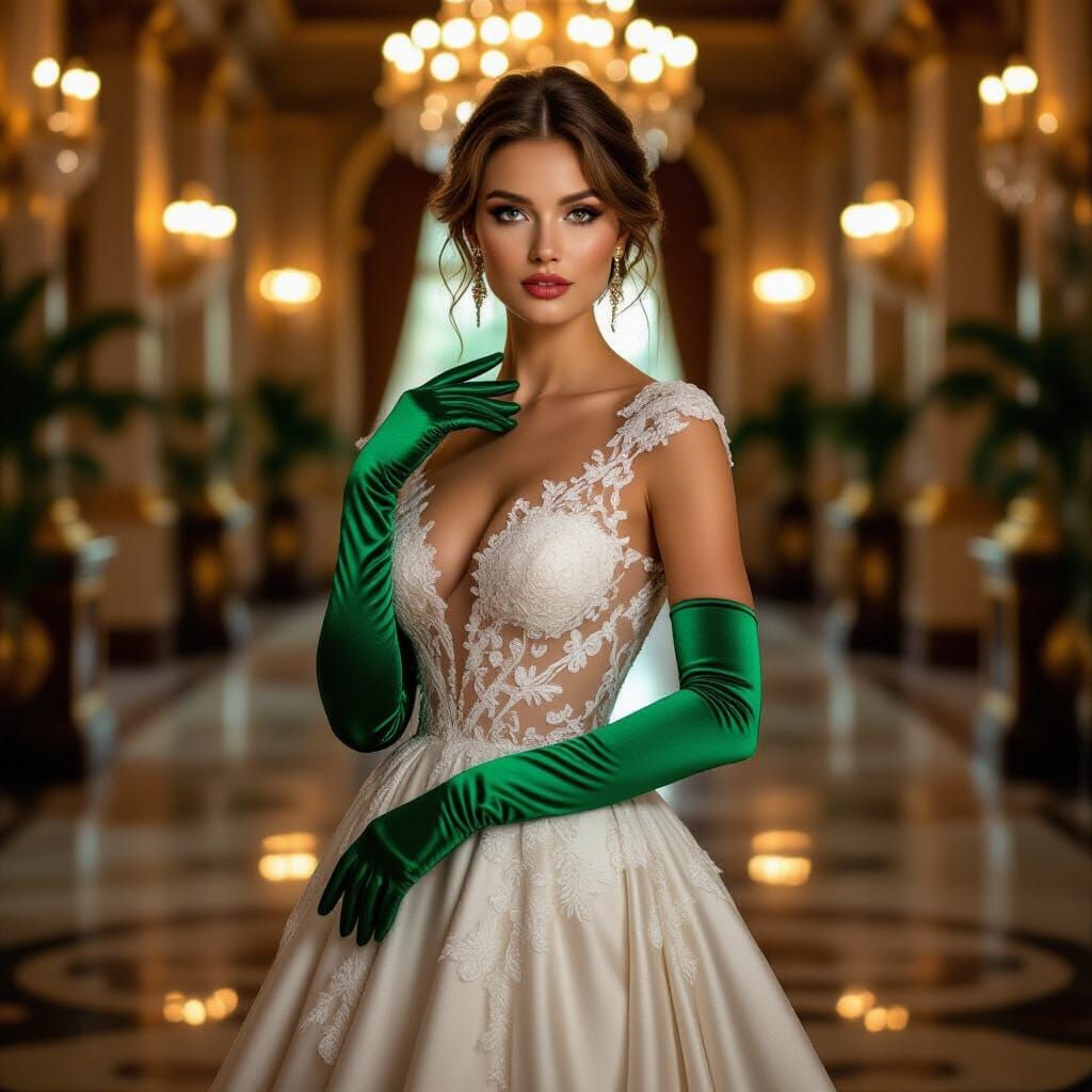 Elegant Women in Ballroom, Art Nouveau Style