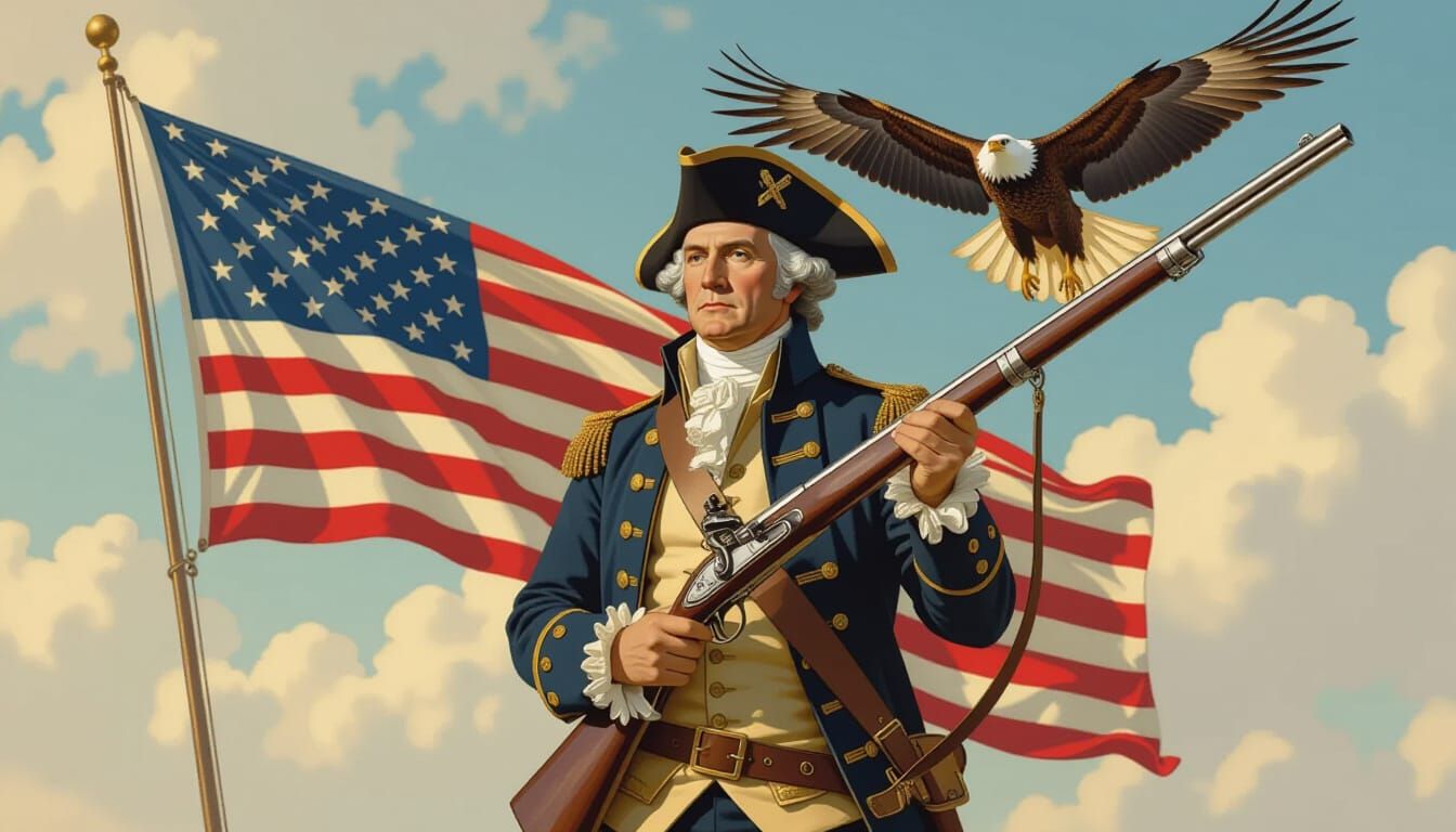 George Washington Portrait in Patriotic Art Style