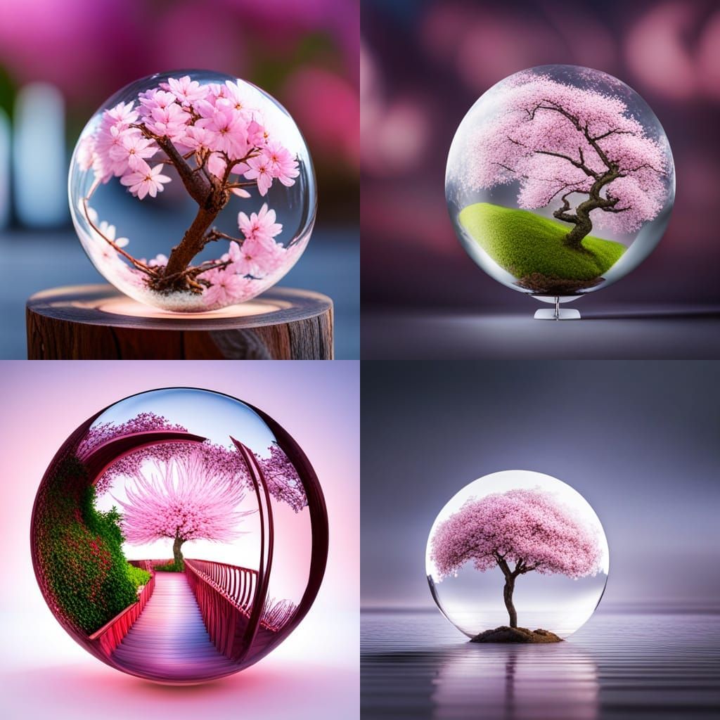 Cherry Blossom Tree in Glass Orb
