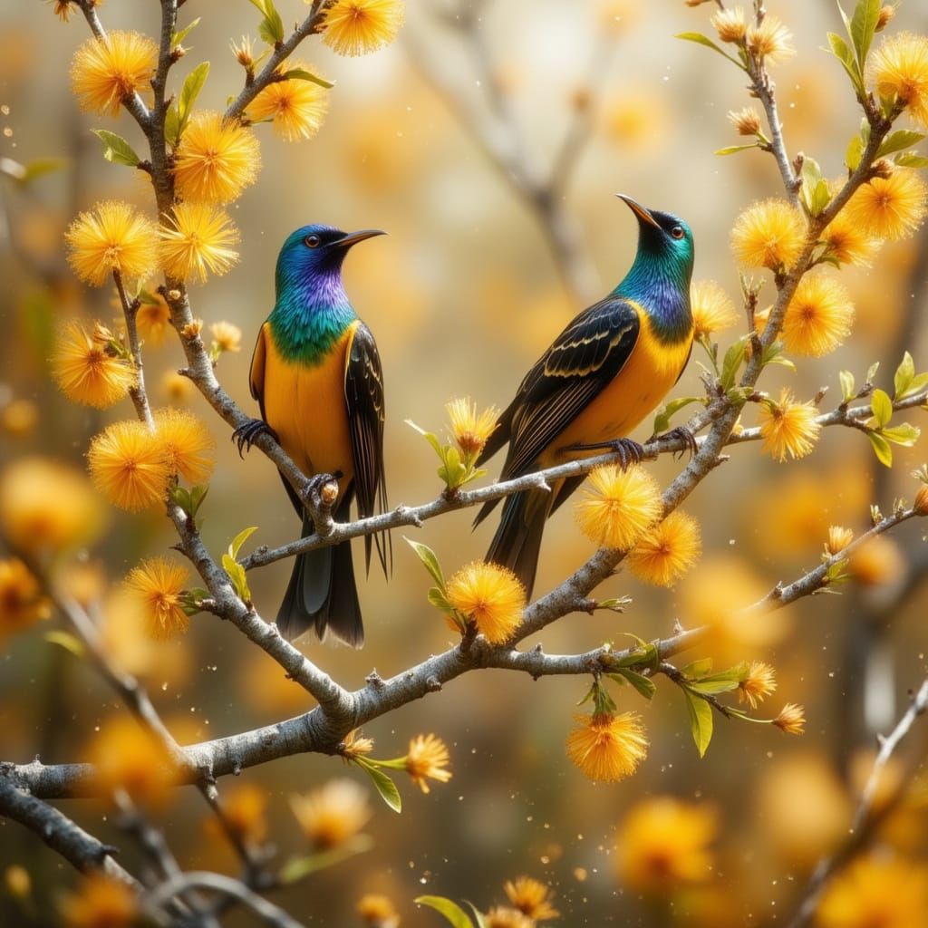 Golden-breasted Starlings in Dreamy African Prairie