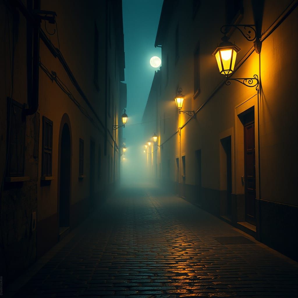 Mysterious Italian Alleyway at Midnight