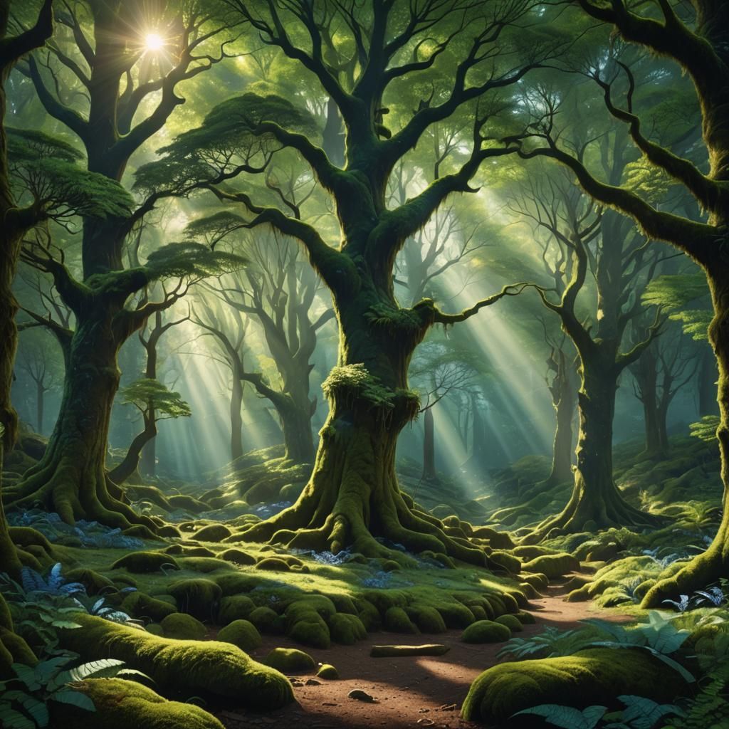 Verdant Forest Clearing in Digital Matte Painting