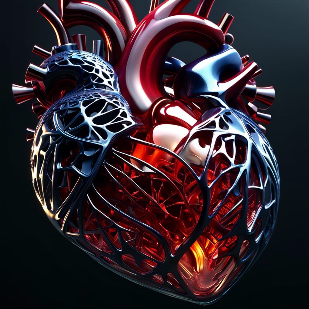 Intricate Glass Heart in Hyperrealistic 3D