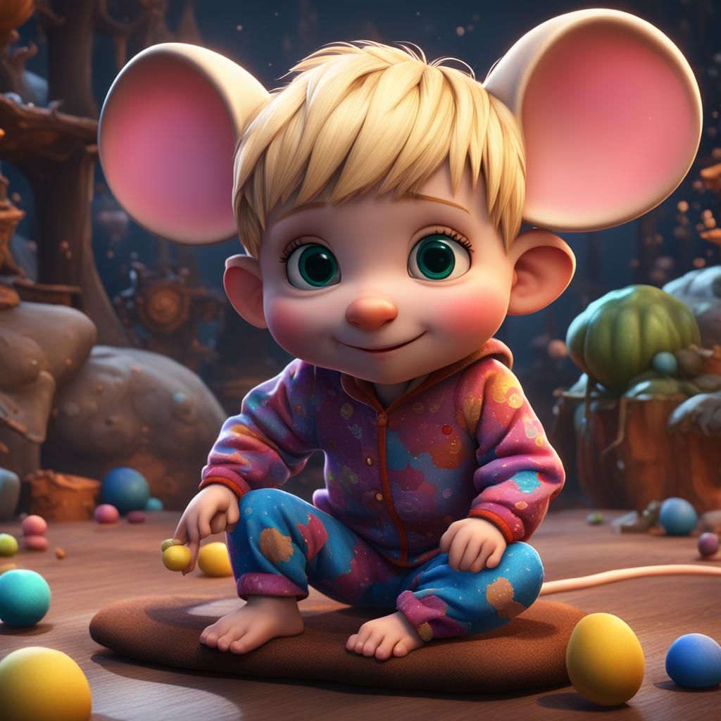 Toddler on Mouse: Detailed Matte Painting