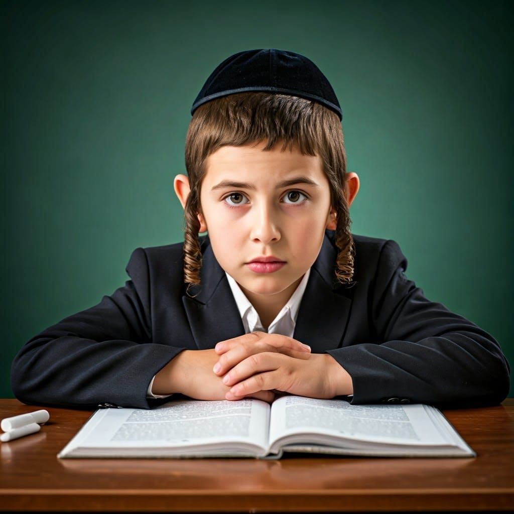 Jewish Boys Study Talmud Torah in a Traditional Classroom Se...