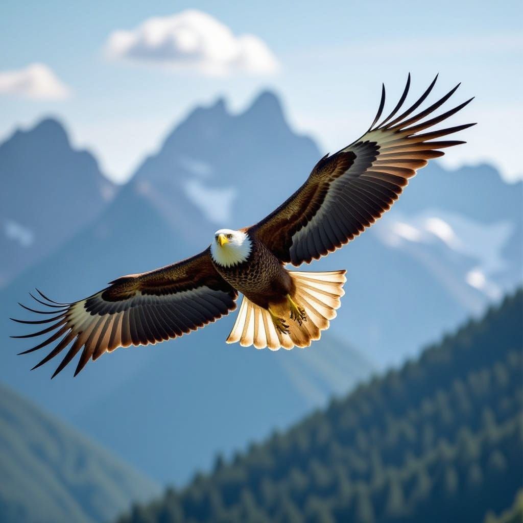 Eagle Soars Over Dagestan Mountains