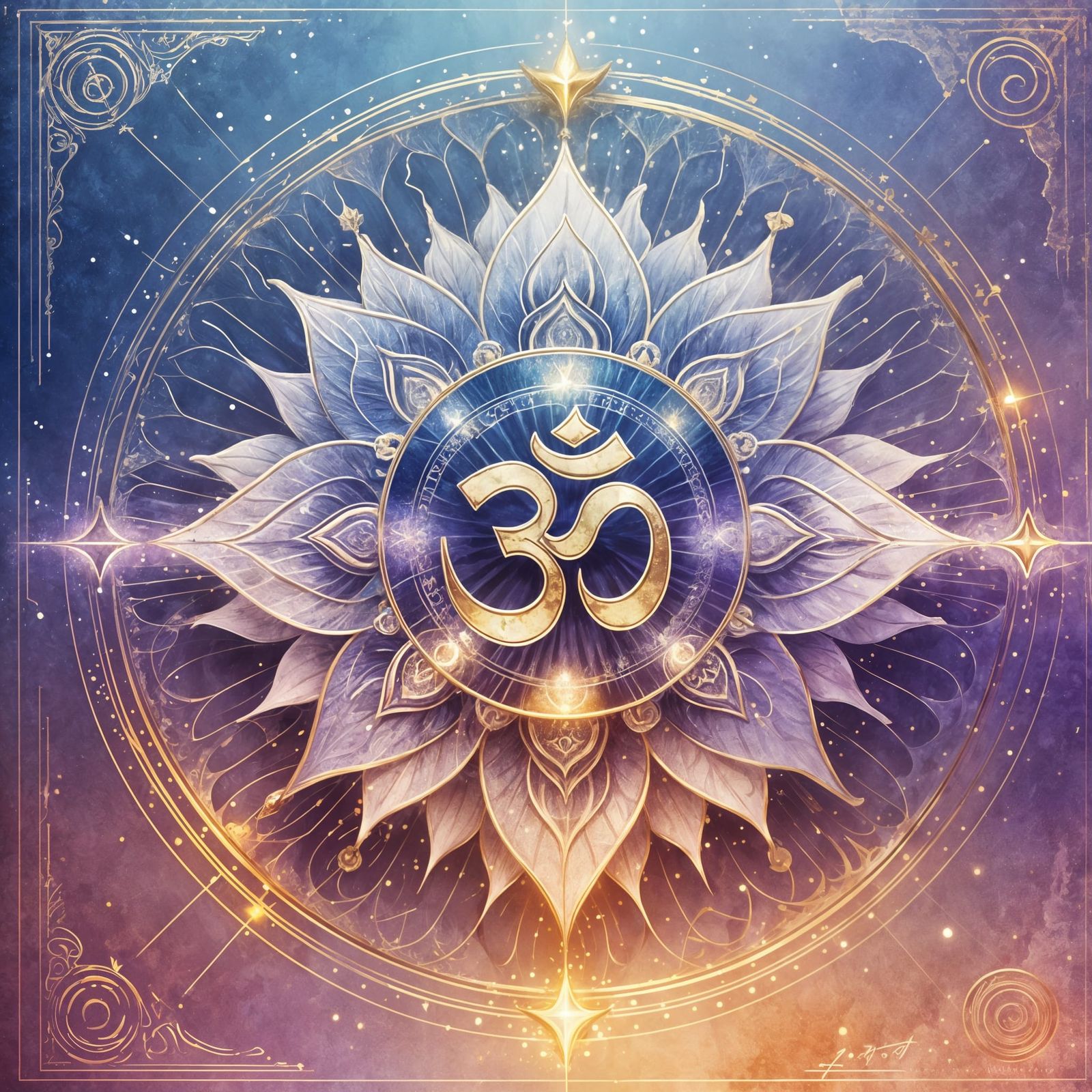 Om Symbol in a Chakra Flower