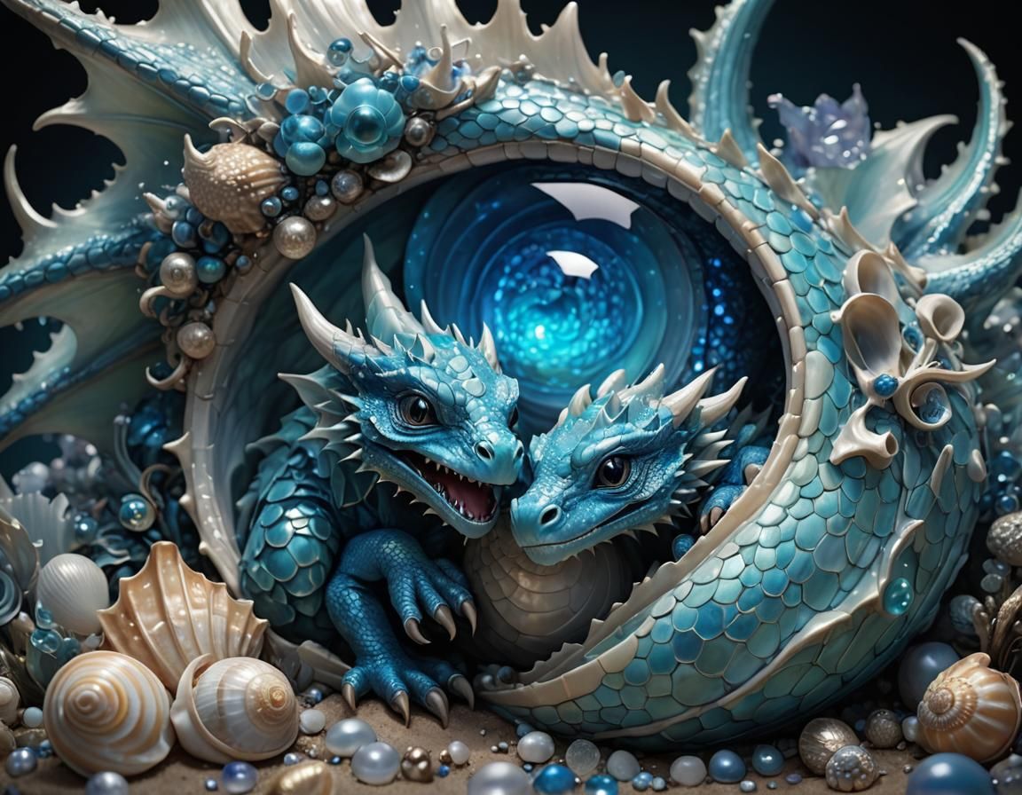 Blue Dragon Hatchling in Digital Matte Painting