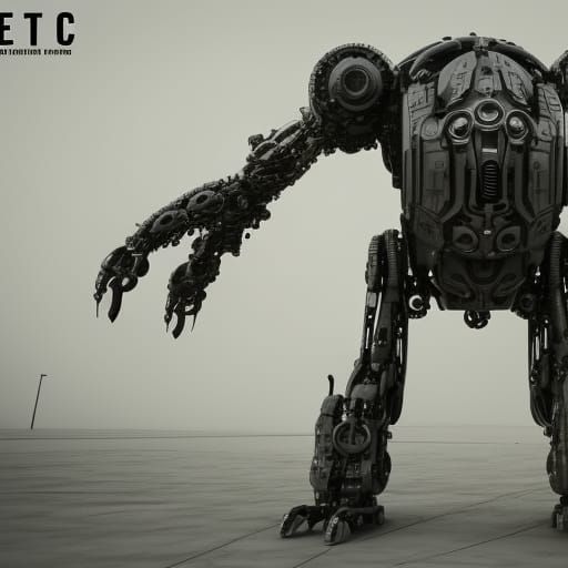 Futuristic Mechanical Beast in Polished Metal