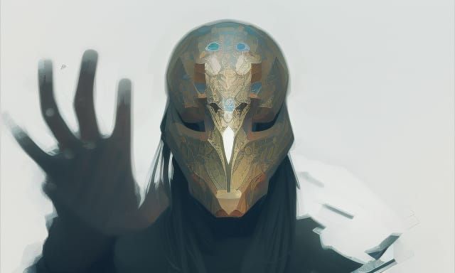 Masked Figure Portrait in Artgerm and WLOP Style
