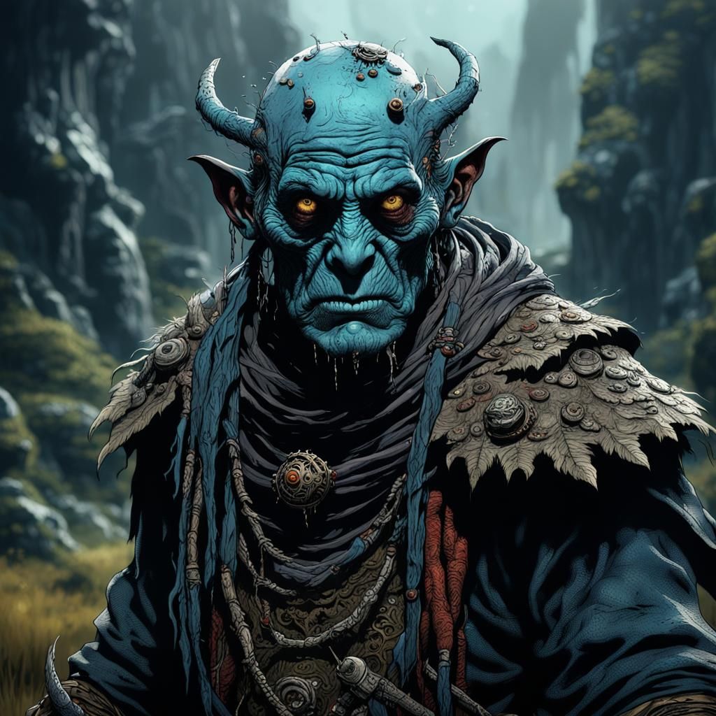 Creepy Character by Sergio Toppi: Detailed Matte Painting