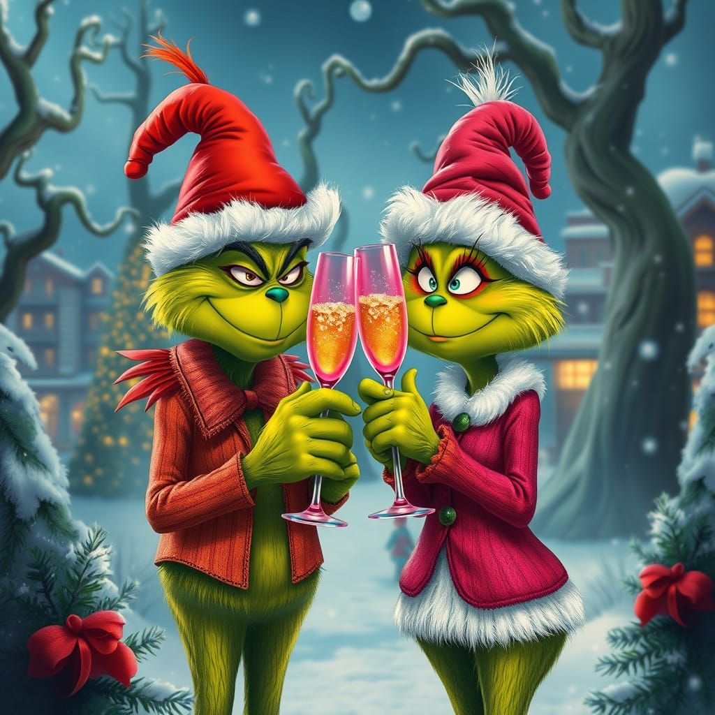 Grinch Couple Cheers Christmas in Whoville