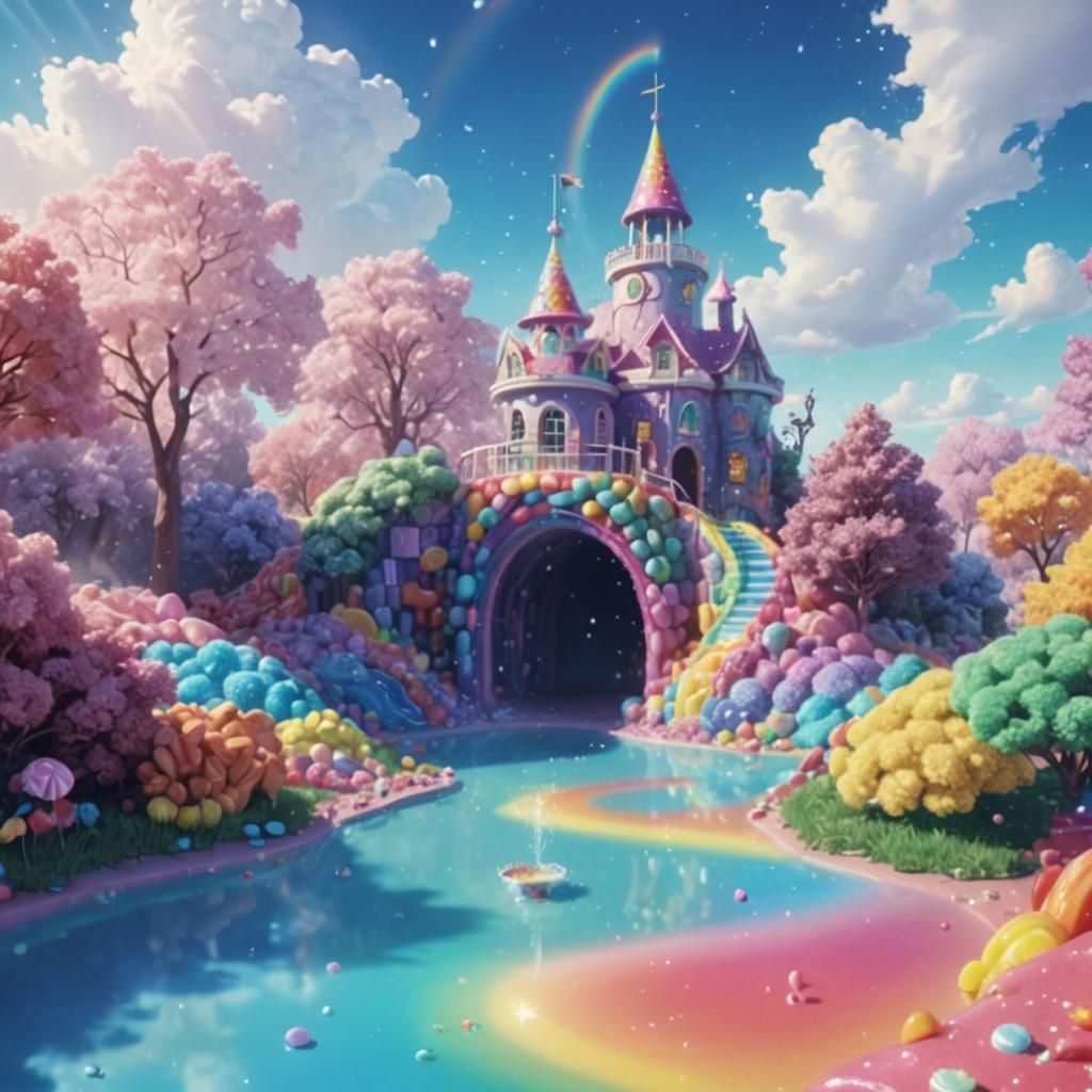 Whimsical Wishing Well in Candyland Art Style