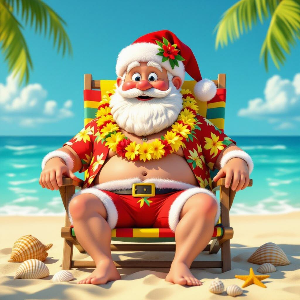 Santa Claus on Vacation in Pixar Style