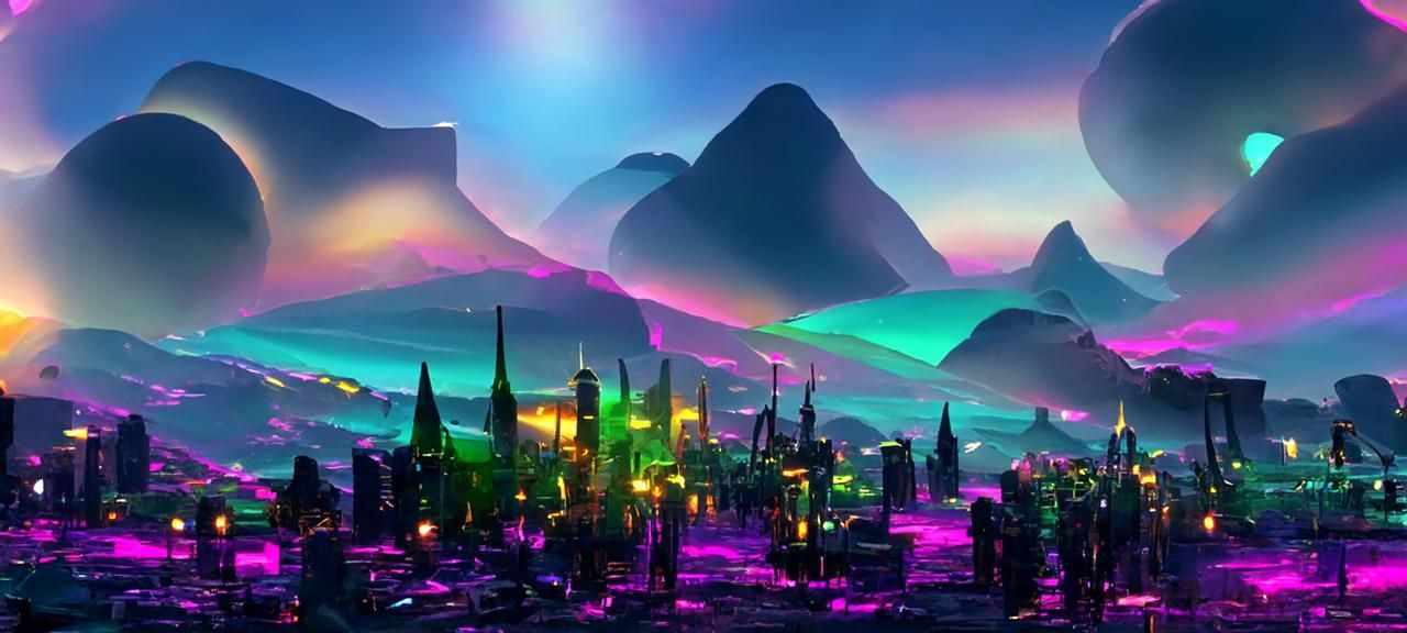 Disco Cityscape: A Retro Cyberpunk Rendering