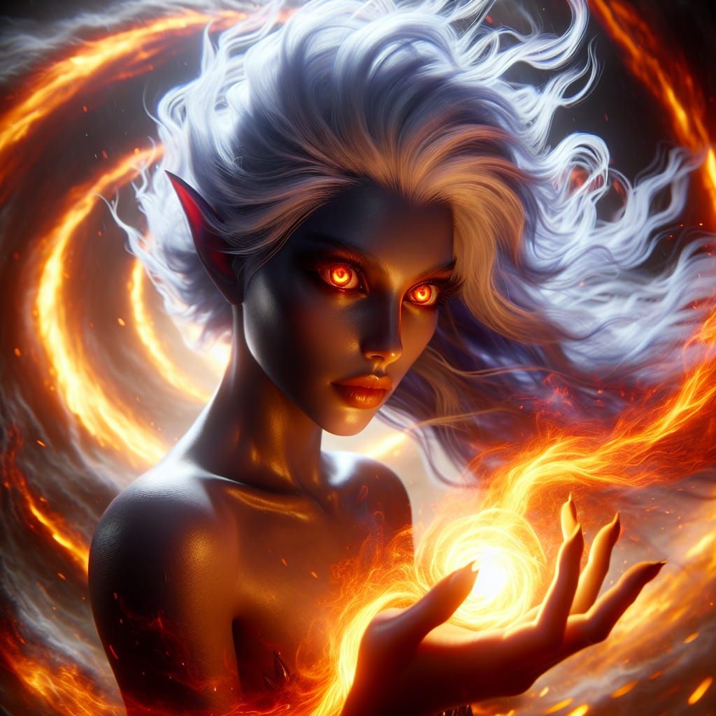 Drow Sorceress Conjures Flames in Unreal Engine