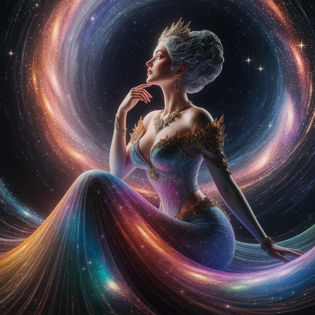 Majestic Queen of Galaxies in Cosmic Fantasy Art