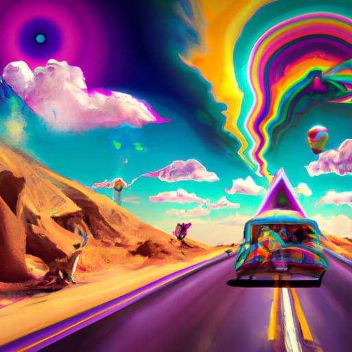 Psychedelic Desert Road Trip: Digital Matte Painting