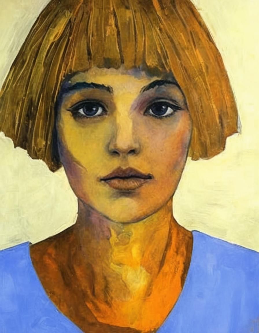 Elegant Goth Girl: Impasto Portrait in Organic Style