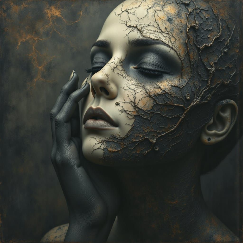 Terrifying Ghastly Woman in Dark Surrealism Style