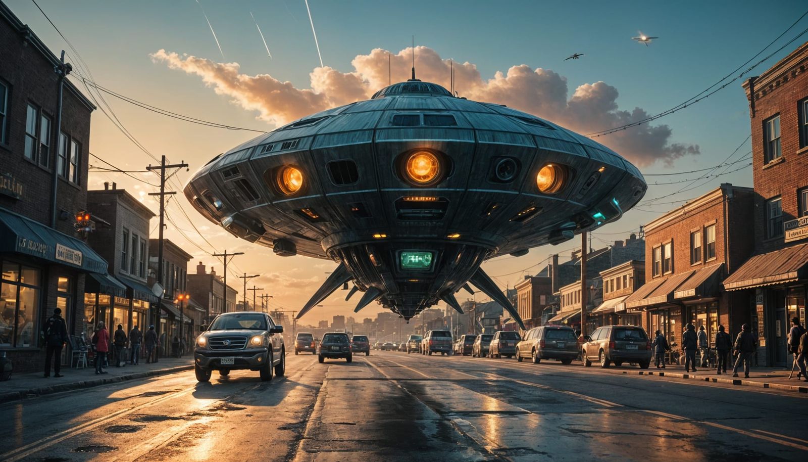 Alien Spaceship Descends on Quaint American Town