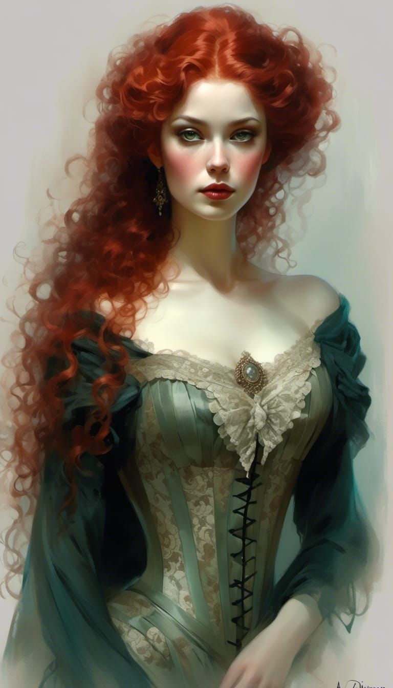 Rococo Portrait of Lady in Velvet and Lace