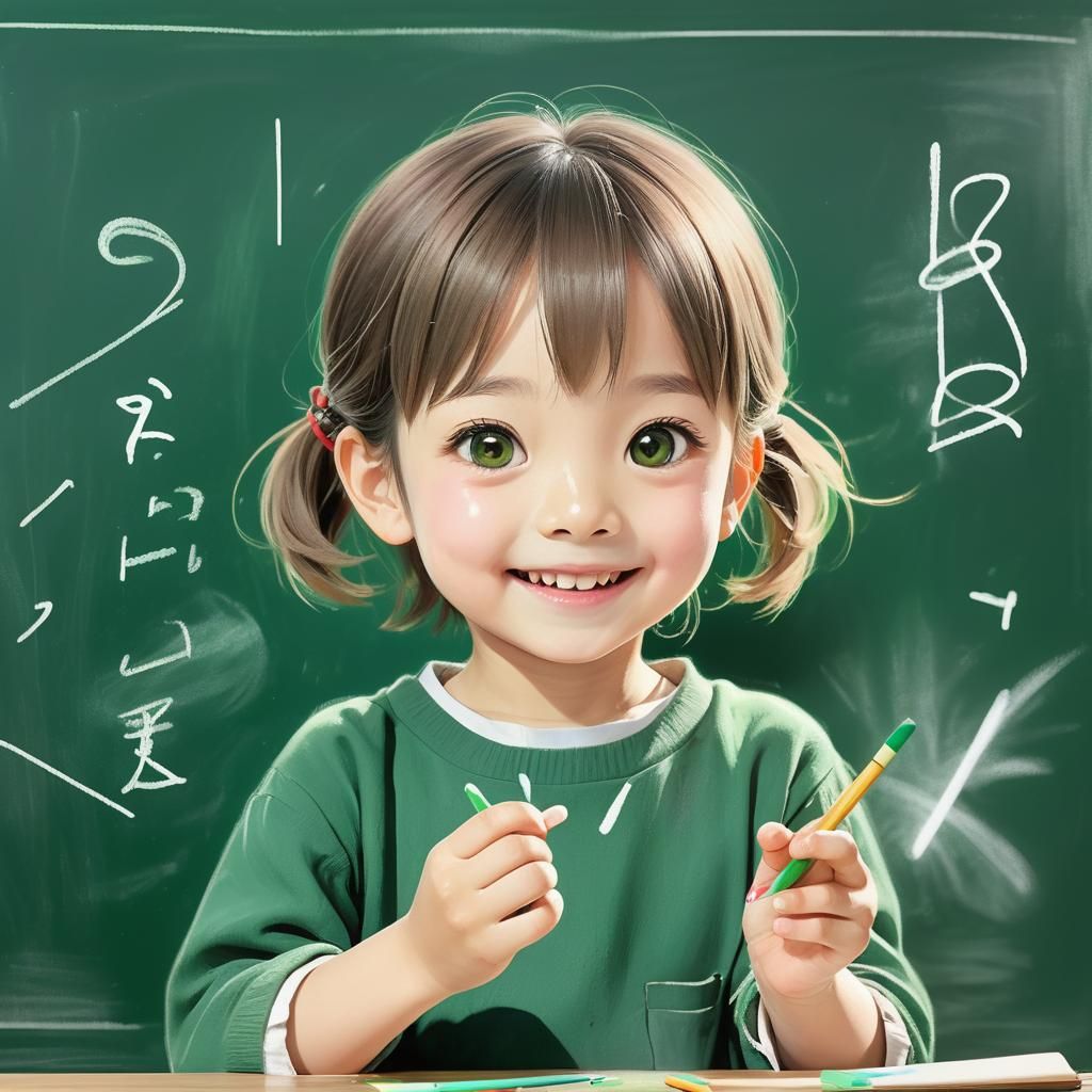 “With wonderful realistic colors: “A six-year-old child smil...